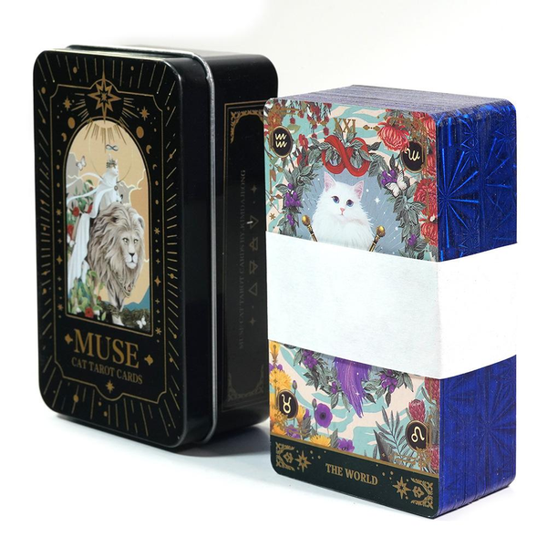 Muse Cat Tarot | Таро Музи Кішки (у жерстяній коробочці, з синім зрізом) 130273 фото