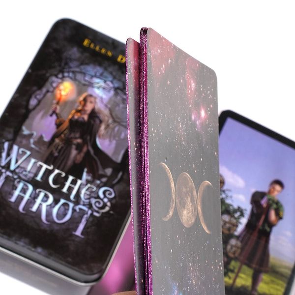 Witches Tarot | Таро Чаклунське (в жерстяній коробочці, з бузковим зрізом) 109326 фото