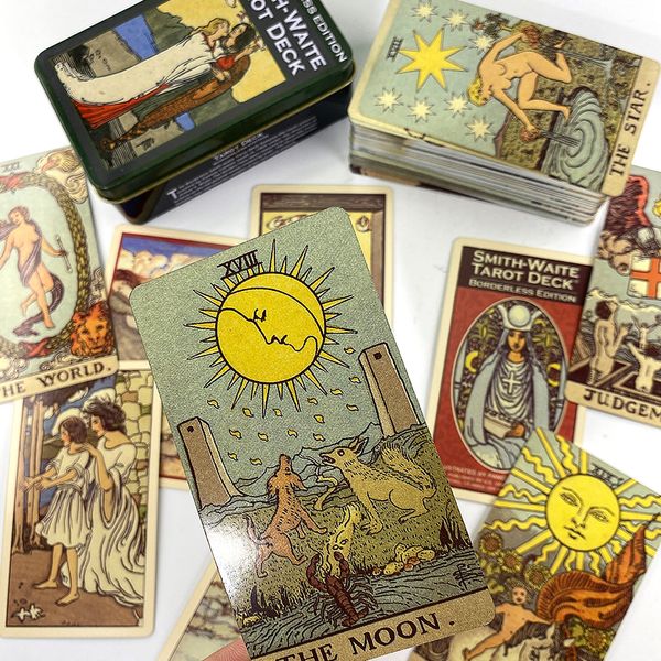 Smith-Waite Borderless Edition Tarot | Таро Уэйта-Смит, безрамочная (в жестяной коробочке, с серебряным срезом) 98483 фото