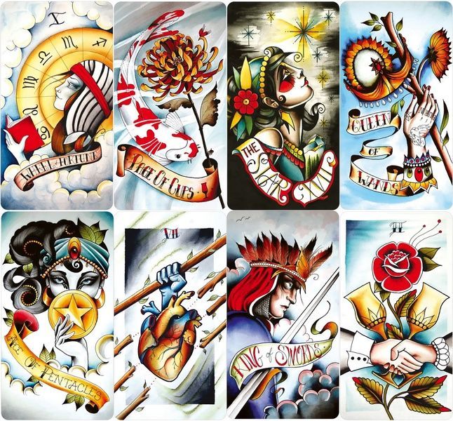 Таро Тату &laquo;Восемь монет&raquo; безрамочная мини | Eight Coins Tattoo Tarot borderless mini 8783 фото